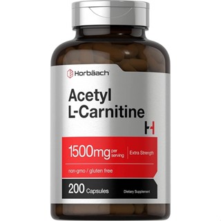 Horbaach Acetyl L-Carnitine 1500 mg , 200 แคปซูล เพิ่มพลังงานเซลล์ อะซิติล แอล-คาร์นิทีน ALCAR ( Non MGO , Gluten free )