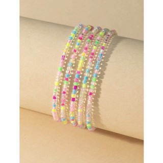 กำไลลูกปัด สีใส สีแสบ คละสี พร้อมส่ง! (#P2-H)