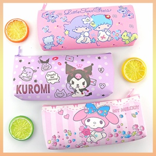 SANRIO กระเป๋าเครื่องเขียน กระเป๋าดินสอ หนัง PU ลายการ์ตูน Melody Kuromi ขนาดใหญ่ 21.5*10.5*3 ซม.