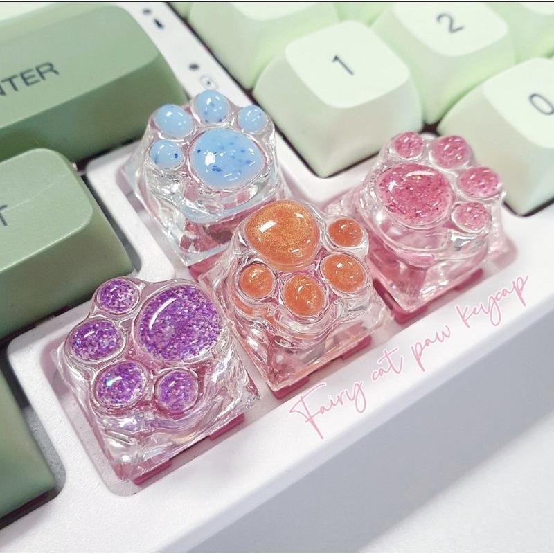 Keycap resin ราคาต่อชิ้น คีย์แคป อุ้งเท้าแมว สำหรับ Mechanical​ Keyboard​ งานhandmade ใสเงาพิเศษ​ อ่านก่อนสั่งนะคะ