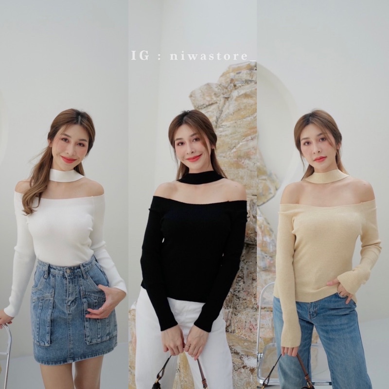 (IN)Jocho top🤍🤍กรี้ด นางเอกเกาหลีสุดๆ ตัวนี้โชคเกอร์มาจากด้านหลัง เนื้อผ้าไหมพรมแบบนิ่มมากๆ