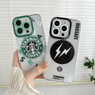 เคสโทรศัพท์มือถือ แบบแม่เหล็กดูด ลาย Starbucks รองรับการชาร์จไร้สาย สําหรับ IPhone 14 Plus IPhone 11 12 13 14 Pro Max