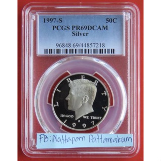 ตลับเกรด PCGS PR69DCAM Silver Proof Kennedy Half Dollar 1997 S