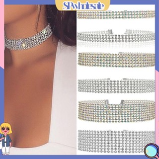 (SPwholesale) สร้อยคอโชคเกอร์ แบบสั้น ประดับพลอยเทียม แฟชั่นสําหรับผู้หญิง