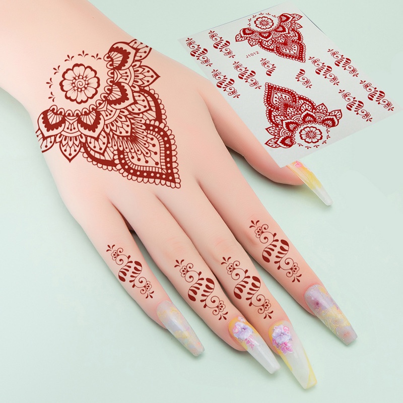เฮนน่าอินเดียเฮนน่าสักคลาสสิกเฮนน่าสักชั่วคราวสําหรับมือและสติกเกอร์ร่างกายสําหรับสติกเกอร์ศิลปะ