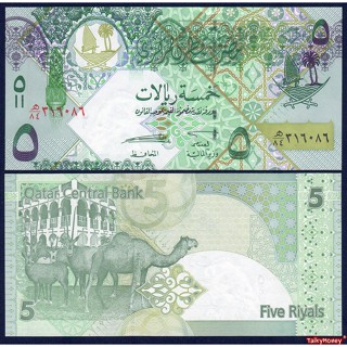 ธนบัตรประเทศ กาตาร์ Qatar ราคา 5 รียัล ปี 2008 P-29 สภาพใหม่เอี่ยม 100% UNC ไม่ผ่านการใช้ สำหรับสะสมและที่ระลึก