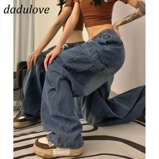 DaDulove💕 New American Hip Hop Big Pocket Jeans Retro Washed Loose Cargo Pants Womens Wide Leg Pants