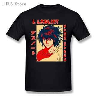 Novelty Anime Death Note Tshirt L Lawliet Tee Shirt Pure Cotton Mystery Manga T-shirt Clothes Print Casual 100% Cotton F