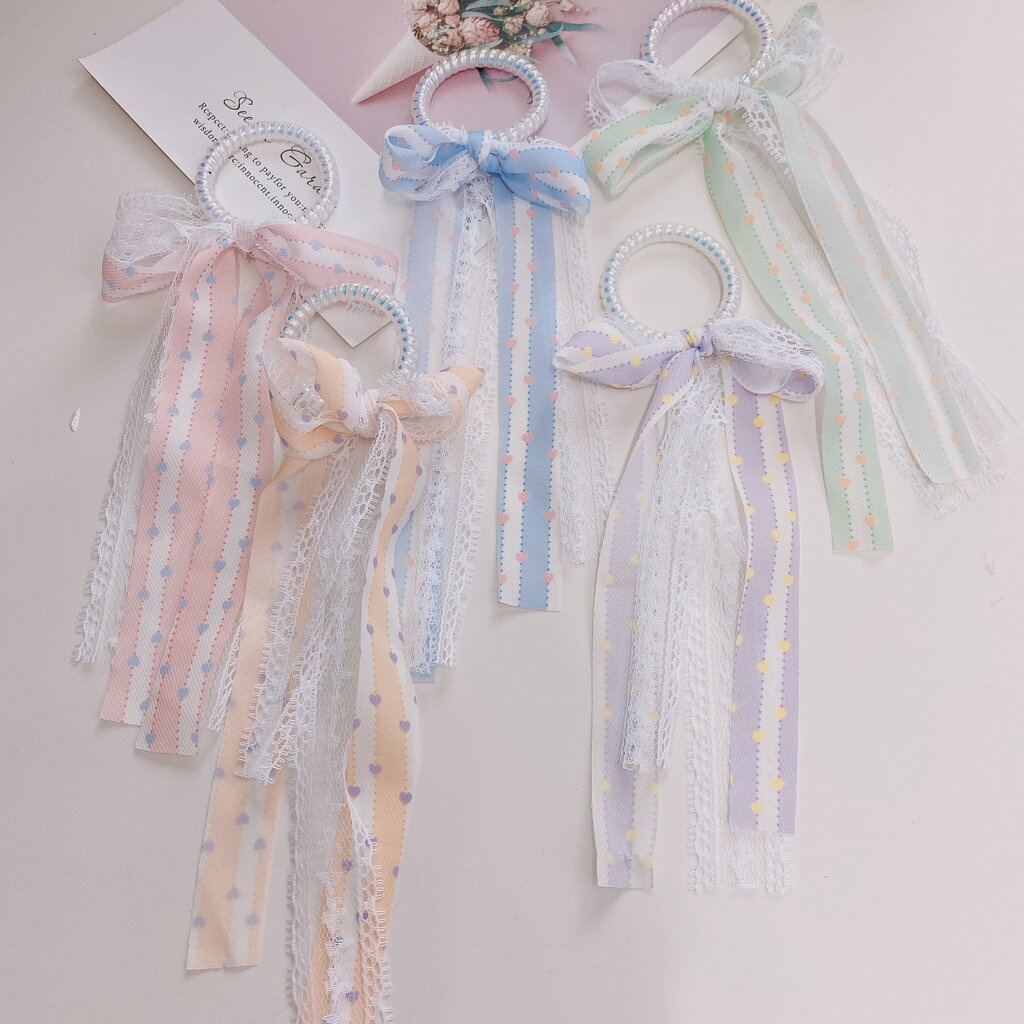 MYPINK คละแบบ 1 เส้น ยางรัดผม โบว์ ยางมัดผม ผูกผม