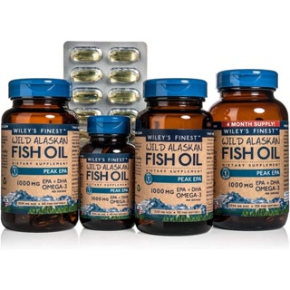 พร้อมส่ง!🇺🇸[จากอเมริกา] Wileys Finest, Wild Alaskan Fish Oil, Peak EPA, 1,000 mg, 30 Fish Softgels