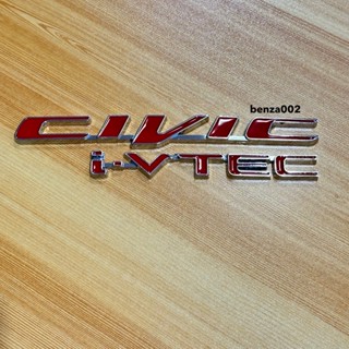 โลโก้ CIVIC I-VTEC ติด FB สีแดงขอบเงิน ชิ้นงานโลหะ ราคาต่อคู่ 2 ชิ้น