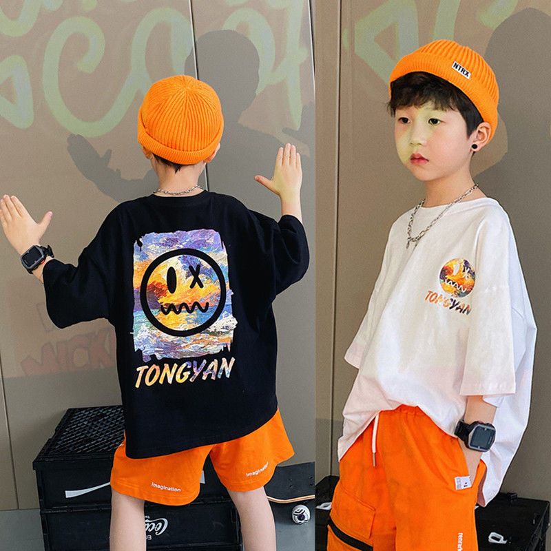 Onekid เสื้อยืดเด็กชายผ้าฝ้ายบริสุทธิ์สไตล์เกาหลีแฟชั่น