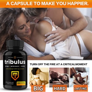 อาหารเสริม Tribulus 2000 มก. | ซาโปนินเสริมความแข็งแรง + เพิ่มการดูดซึมผงมาคา &amp; สารสกัดพริกไทยดำ | 60/120 แคปซูลมังสวิรั