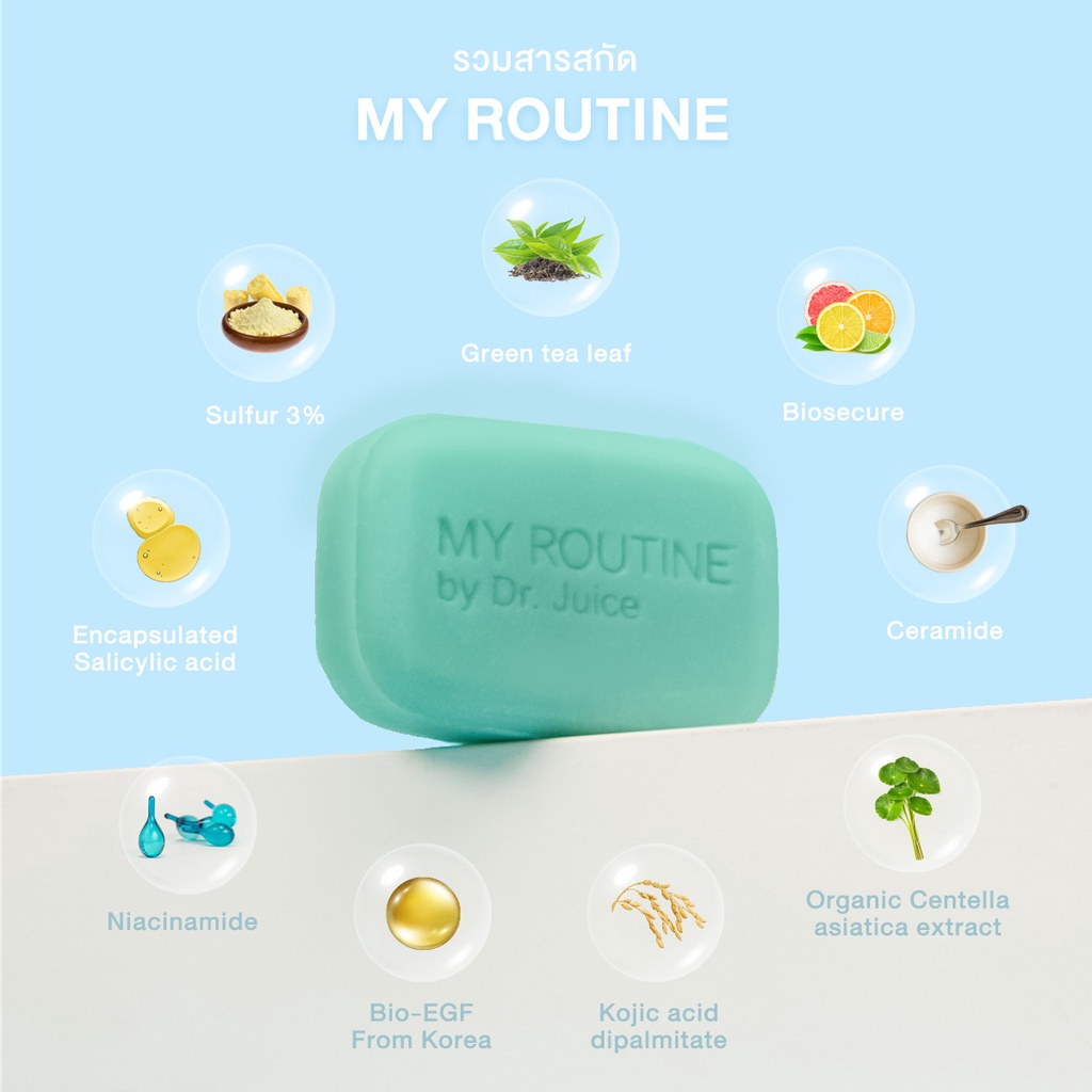 สบู่ลดสิวสูตรอ่อนโยนสำหรับคนเป็นสิวผดผื่นยีสต์ MY ROUTINE ANTI-ACNE SOAP BY DR.JUICE รูปที่ 4