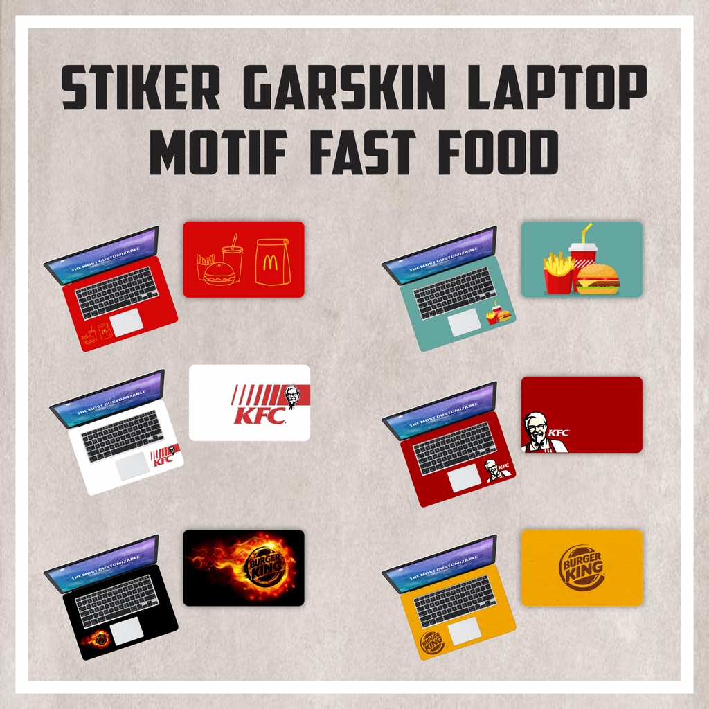 GARSKIN อุปกรณ์เสริมแล็ปท็อปแล็ปท็อป NoteBook Fast Food McD KFC Burger King