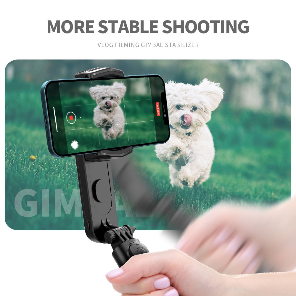 มินิมือถือGimbal Stabilizer Q09 ไร้สายบลูทูธSelfie Stickขาตั้งกล้องที่ถอดออกได้เติมแสง
