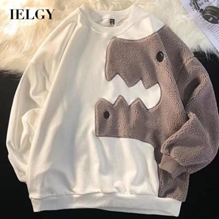 Ielgy เสื้อกันหนาว คอกลม ผ้าขนแกะ ลายการ์ตูน สําหรับผู้ชาย