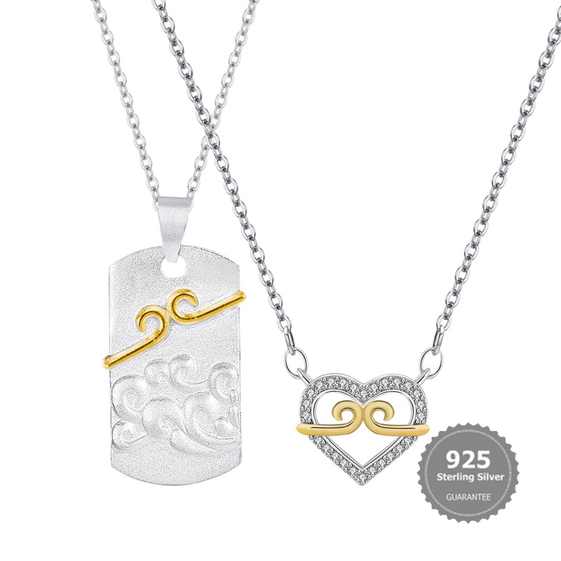 S925 สร้อยคอคู่รักแบบห่วงเงิน Simple Love Token จี้