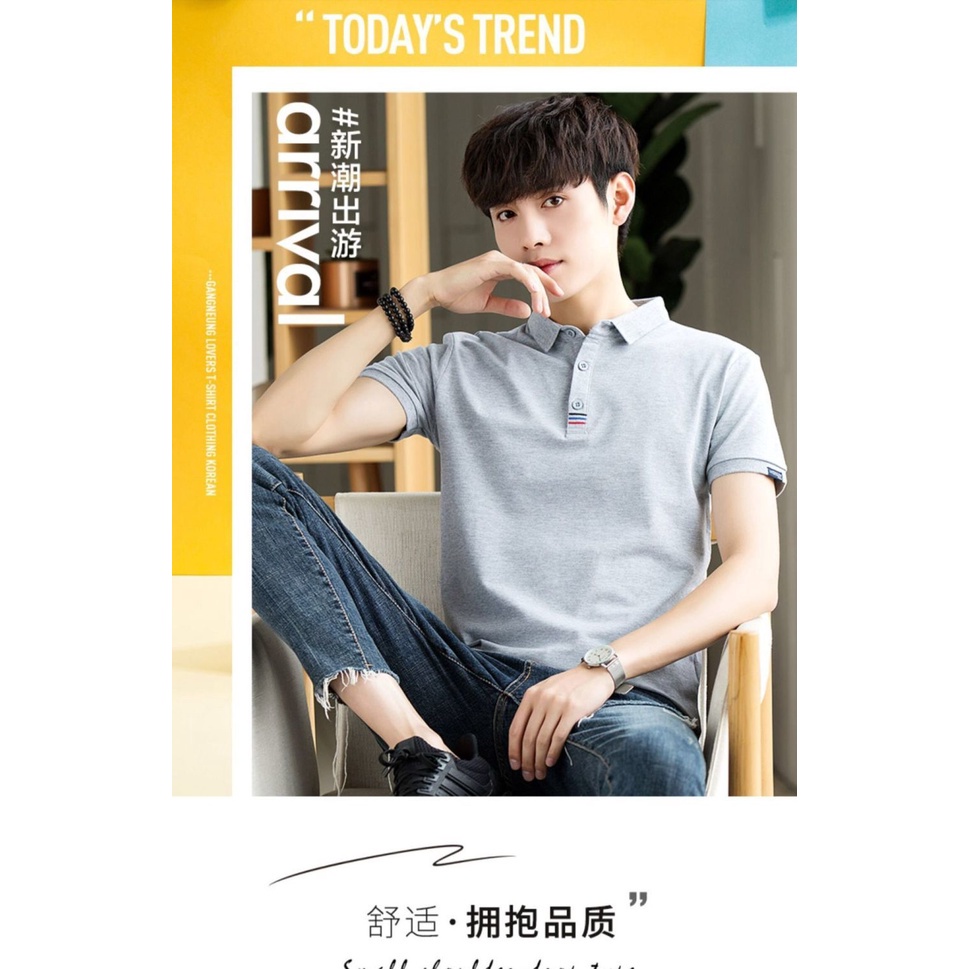▨▫Men's polo Shirts T-Shirts Pure Cotton Real Weiss Life Series Summer Street Wear ins Half-Sleeved Business Casual Lap