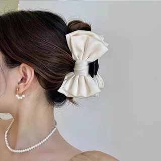 double-sided bow clip กิ๊บหนีบผมโบว์ยักษ์ ผ้าซาตินใหญ่มาก ขนาดโบว์ 15cm. กิ๊บหนีบผม กิ๊บติดผม