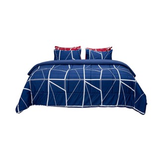 SB Design Square ชุดเครื่องนอน 6 ฟุต 6 ชิ้น PICASSO BASIC ลาย NAPLES NAVY BLUE (183x198x36 ซม.)