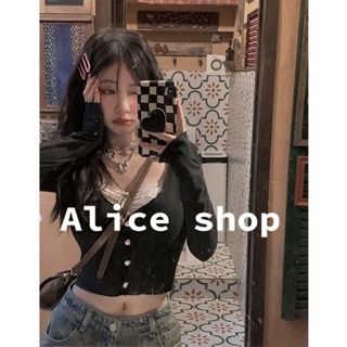 Alice เสื้อครอป เสื้อยืดแขนยาวผู้หญิง ลายลูกไม้ 2022 ใหม่ S051151