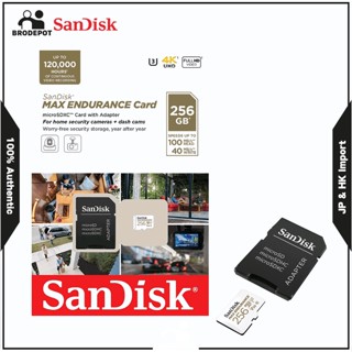 SanDisk 32GB 64GB 128GB 256GB MAX Endurance microSDXC Card with Adapter for Home Security Cameras and Dash cams - C10, U3, V30, 4K UHD, Micro SD Card - SDSQQVR-256G-GN6IA
