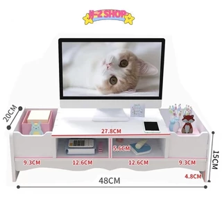 🔥BIGSALE🔥ชั้นวางจอคอมพิวเตอร์พร้อมที่เก็บของ
