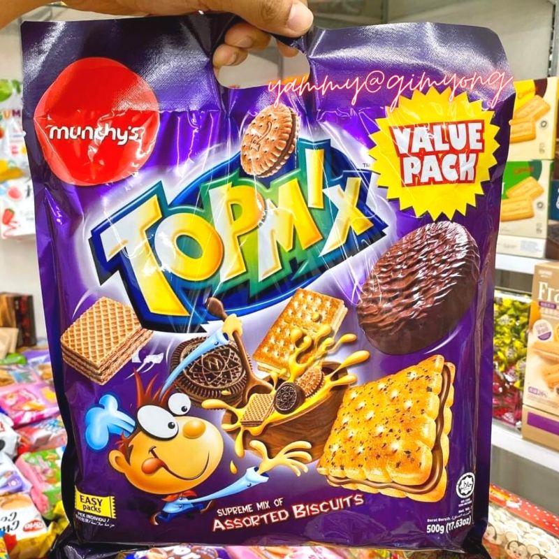 Munchy's Top Mix มันชี่ส์ ทอปมิกซ์  ขนมปังกรอบ เวเฟอร์ แครกเกอร์ รวมรส