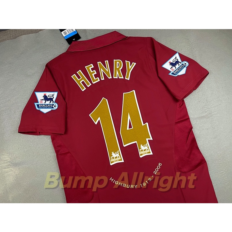 Retro : เสื้อฟุตบอลย้อนยุค Vintage อาเซน่อล Arsenal 2005/06 + 14 HENRY, เสื้อเปล่า และอาร์มพรีเมียร์