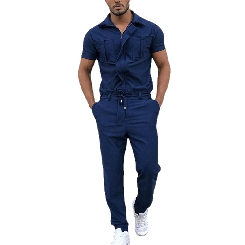 2022 New Mens Rompers Pants Casual Loose One-piece Suit Overalls Fashion Short Sleeve Jumpsuit Streetwear Men Ropa De Ho #3