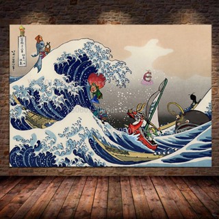 โปสเตอร์ภาพวาด รูปเกมอนิเมะ Kanagawas Big Wave สําหรับตกแต่งบ้าน