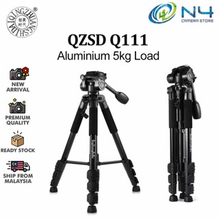 Qzsd Q111 Pro ขาตั้งกล้องอลูมิเนียม สําหรับสมาร์ทโฟน และกล้องดิจิทัล DSLR รับน้ําหนัก 5 กก. 57.5 นิ้ว