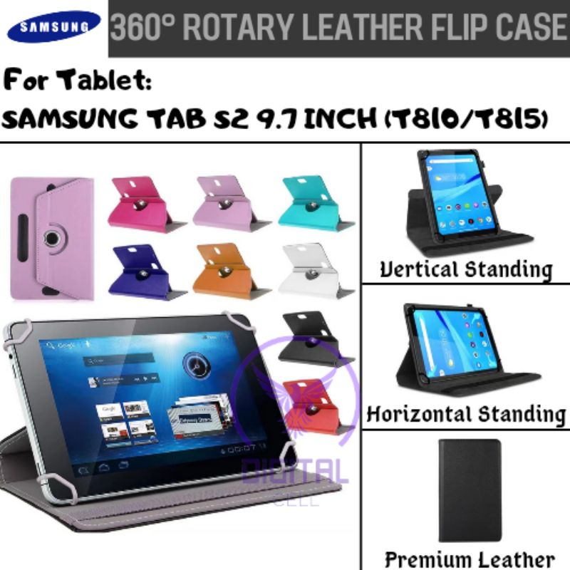Samsung GALAXY TAB S2 9.7 9.7 นิ ้ ว SM T810 T815 T819 T815Y T819Y ROTARY CASE LEATHER FLIP CASE BOOK COVER CASING 360 FLIPCASE CASING