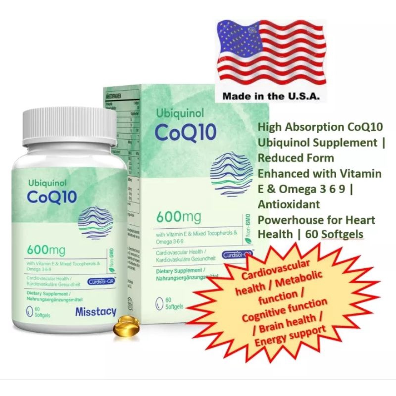 CoQ10 600mg Softgels High Absorption CoQ10 Ubiquinol Supplement Reduced