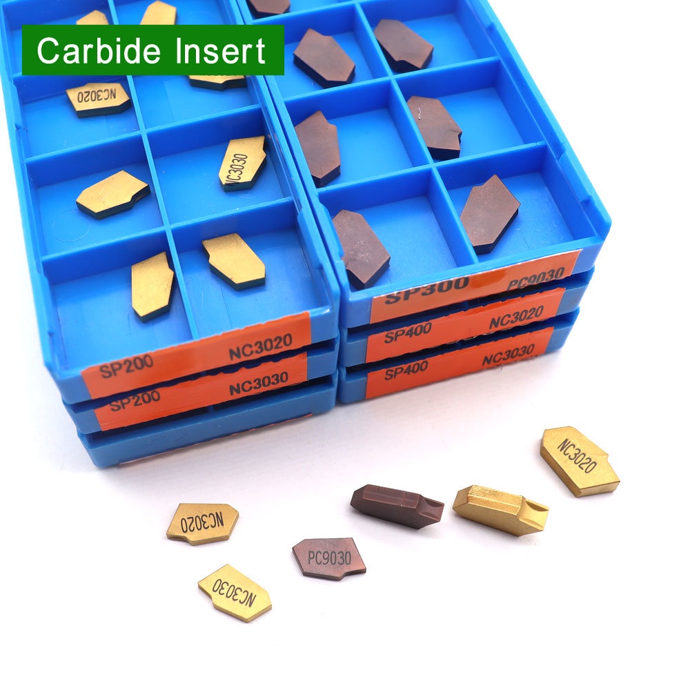 10pcs เซาะร่องแทรก SP200 SP300 SP400 PC9030 NC3020 NC30 ร่องคาร์ไบด์แทรก SP 200 300 400 CNC เครื่องก