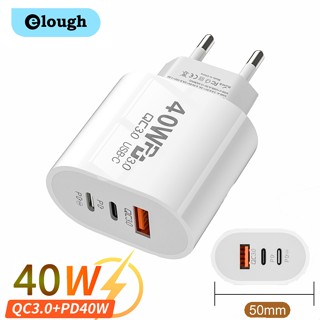 Elough อะแดปเตอร์ชาร์จโทรศัพท์มือถือ 40W USB C 3 พอร์ต Type C PD