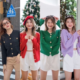 เสื้อแขนยาวไหมพรม เสื้อคาร์ดิแกนไหมพรม 5 สี ติด/ไม่ติด กระดุมได้จ้า numi_shop พร้อมส่ง