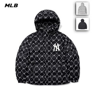 เสื้อแจ็กเก็ต ผ้าฝ้าย แบบหนา ปักลายโลโก้ MLB NY ของแท้ แฟชั่นฤดูหนาว สําหรับคู่รัก