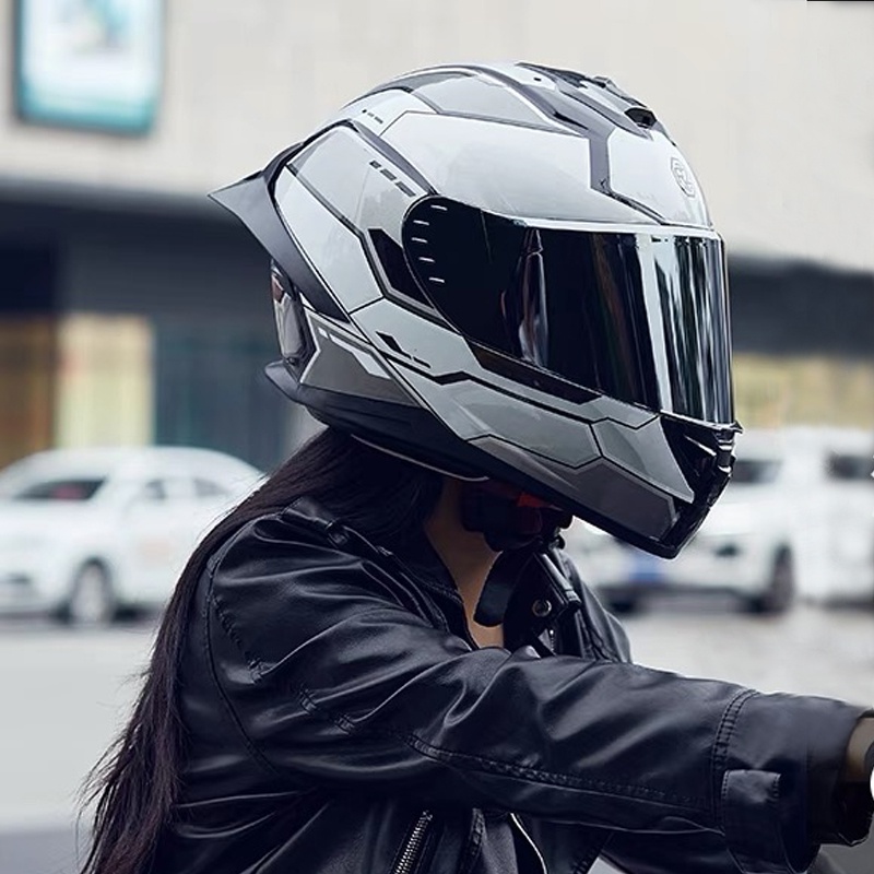 หมวกกันน moto rcycle helmet็อคเต็มใบ ชาย ผู้หญิง นแดด วินเทจ เท่ ผู้ใหญ่ สวยๆ วิบาก กันน้ำ ปลอดภัย ทิวทัศน์ชัดเจน พร้อม