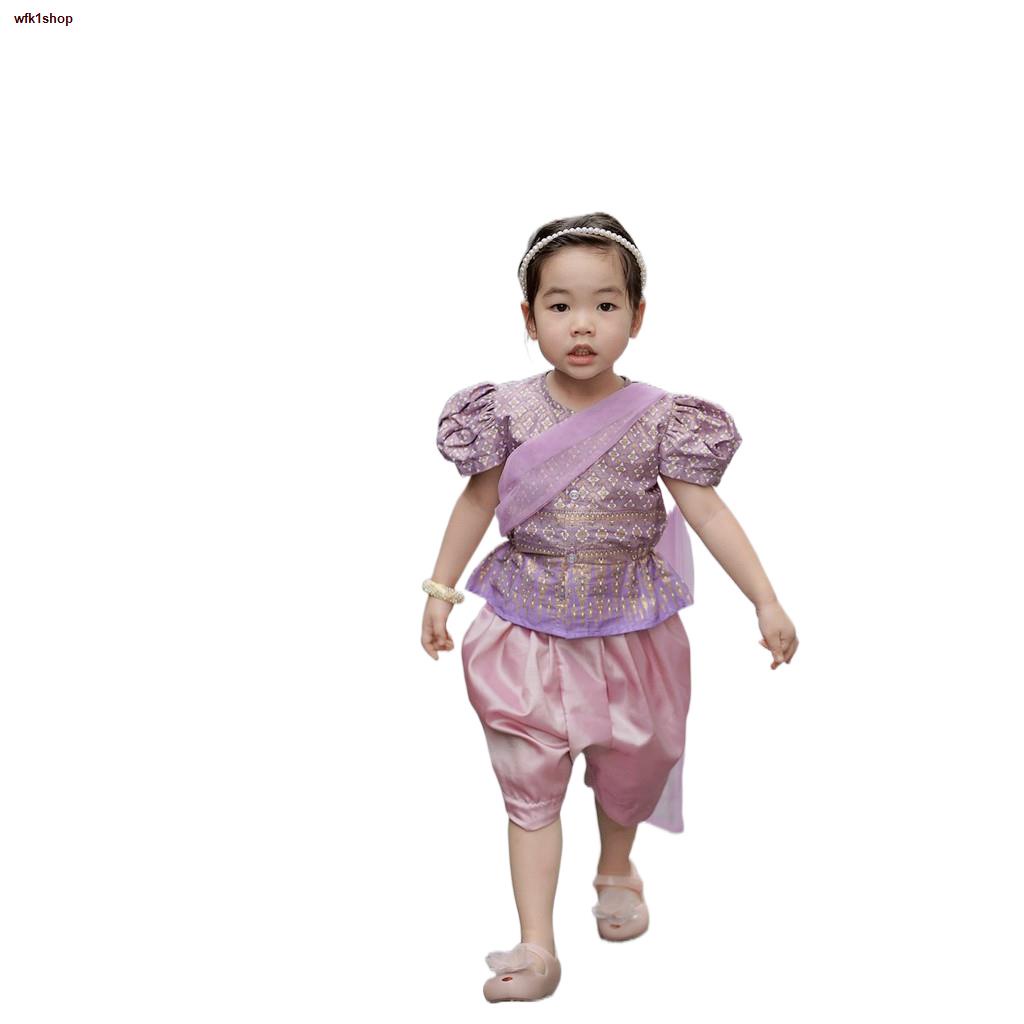 ส่งของที่กรุงเทพฯชุดไทยเด็กหญิง ชุดโจงกระเบนเด็ก สีม่วงอ่อน รุ่น SK2101-lilac
