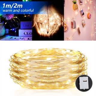 สายไฟหิ่งห้อย LED ลวดทองแดง กันน้ํา ใช้แบตเตอรี่ 1 2 3 เมตร สําหรับตกแต่งปาร์ตี้คริสต์มาส ปีใหม่ งานแต่งงาน วันเกิด ลานบ้าน
