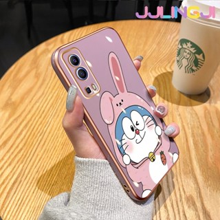 เคสโทรศัพท์มือถือ ป้องกันเลนส์กล้อง กันกระแทก ลายการ์ตูนโดราเอมอนน่ารัก หรูหรา สําหรับ vivo Y72 5G Y52 5G