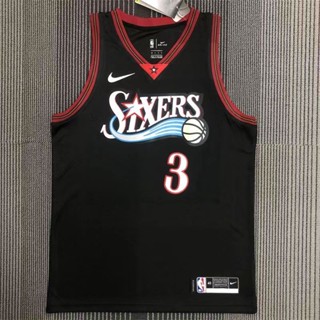 เสื้อกีฬาบาสเก็ตบอล TR22HGR3 Original Heat-pressed NBA 76ers สําหรับผู้ชาย #3 เสื้อกีฬาแขนสั้น ลายทีม Allen Iverson 1996-97 สีดํา KAkhol87LNieab88