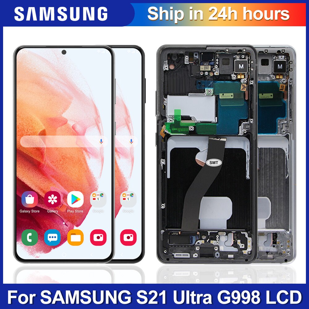 SAMSUNG 6.8 "สําหรับSamsung Galaxy S21 Ultra G998U G998FจอแสดงผลLCD Touch Panel Digitizer Assemblyเป