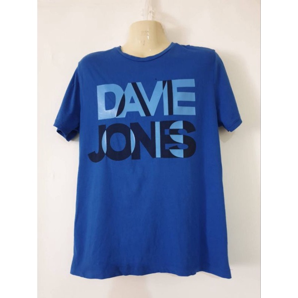 **** แบนด์ มือสอง เสื้อยืดสีน้ำเงิน   DAVIE JONES