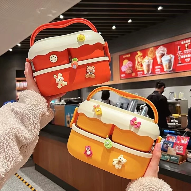 กล่องข้าว ปิ่นโต 2 ชั้น เข้ ไมโครเวฟได้ แถมช้อนและส้อม thumbnail 8