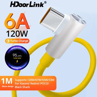 Hdoolink Xiaomi สายชาร์จ 120W USB Type C 6A ยาว 90 องศา สําหรับ Poco X3 F3 F4 GT X4 M4 Pro Civi 1S