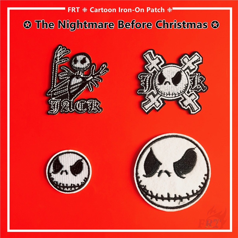☸ แผ่นแพทช์ ลายการ์ตูน The Nightmare Before Christmas สําหรับตกแต่งเสื้อผ้า ☸ 1 ชิ้นแจ็ค Skellington DIY เย็บบนเหล็กบนป้ายแพทช์