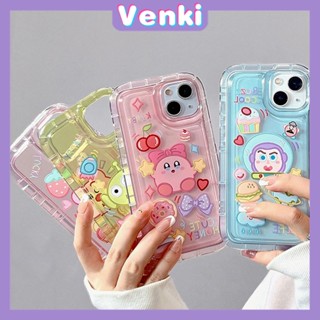 VENKI - Case For iPhone 14 Pro Max TPU Soft Jelly Airbag Case Clear Cartoon Cute Case Camera Protection Shockproof For iPhone 14 13 12 11 Plus Pro Max 7 Plus X XR